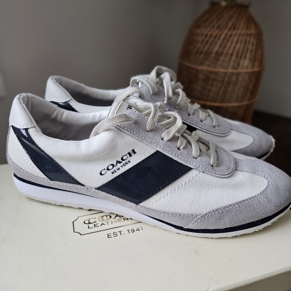 Womens Coach Mae Navy & White Canvas Sneaker size 9.5 M